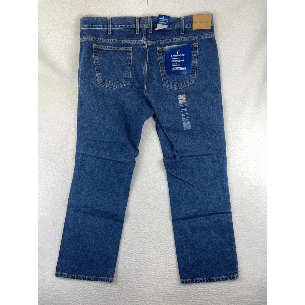 Lanesboro Relaxed Straight Jeans Mens 40x30 Medium Blue Denim Work Casual NWT